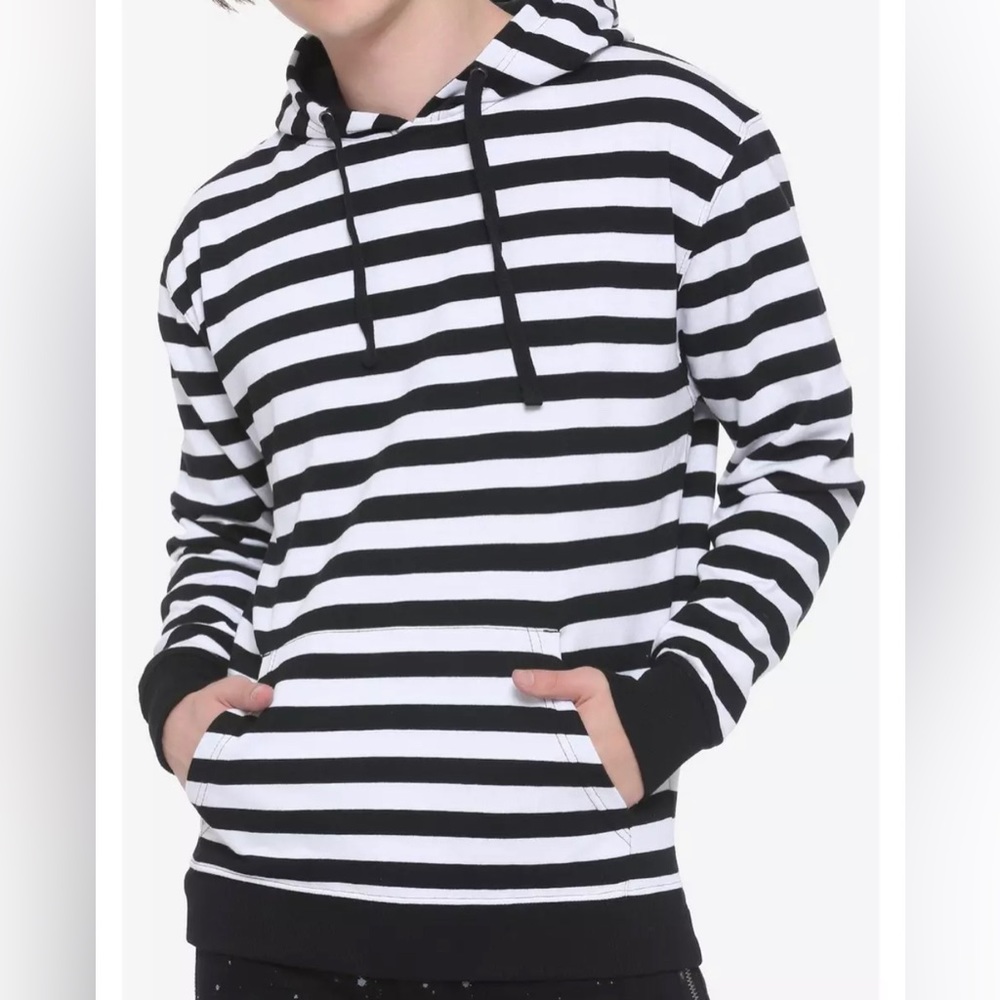 Hot Topic Black and White Striped Hot Topic Hoodie